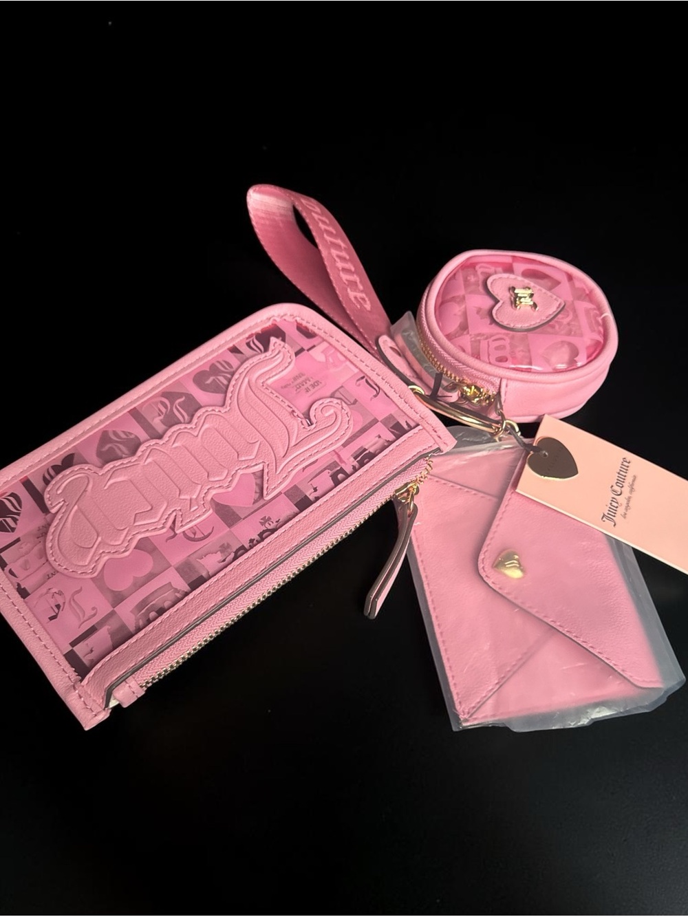 Juicy Couture Pink Wristlet Set with Cardholder and Coin Pouch